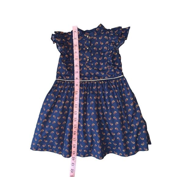 Janie & Jack Toddler Girl Navy Blue Ruffled Paisley Dress - Picture 11 of 11